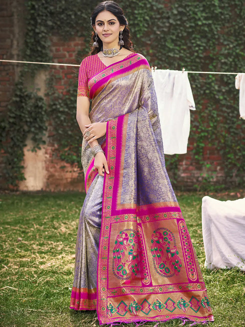 Deeva Sarees Purple Banarasi Silk Saree